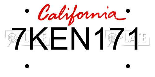 7KEN171 California License Plate