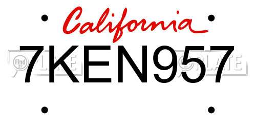 7KEN957 California License Plate