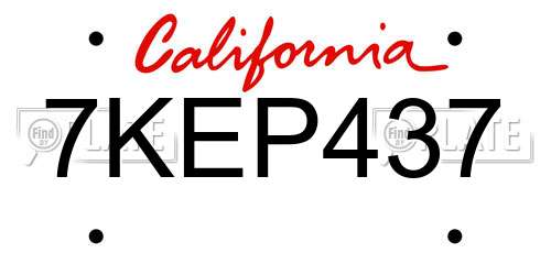 7KEP437 California License Plate
