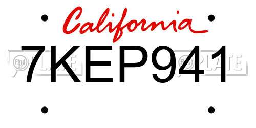 7KEP941 California License Plate