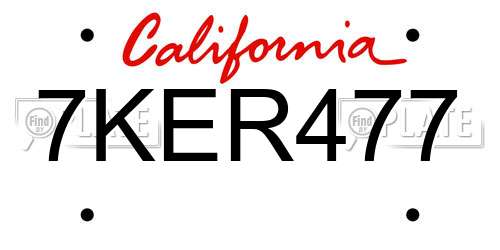 7KER477 California License Plate