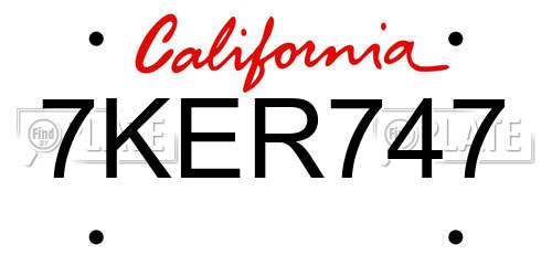 7KER747 California License Plate