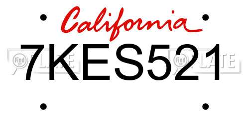 7KES521 California License Plate