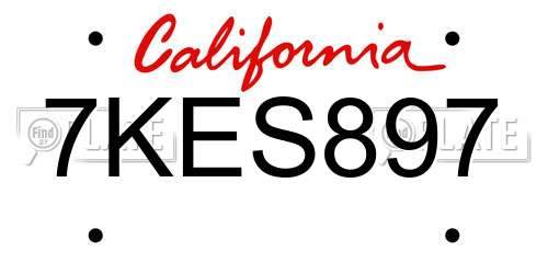 7KES897 California License Plate