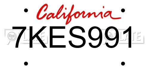7KES991 California License Plate