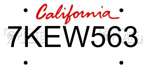 7KEW563 California License Plate