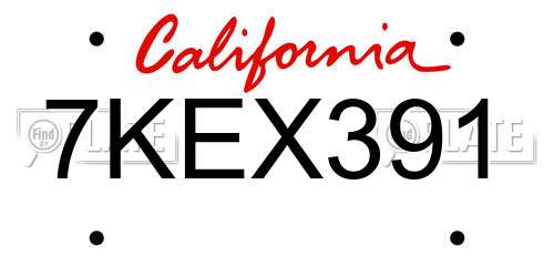 7KEX391 California License Plate