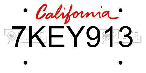 7KEY913 California License Plate