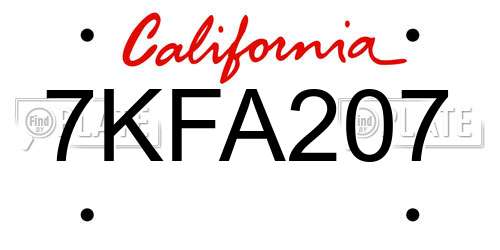 7KFA207 California License Plate