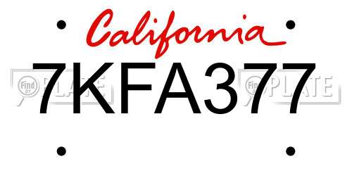 7KFA377 California License Plate