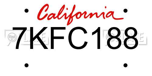 7KFC188 California License Plate