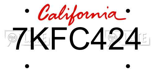 7KFC424 California License Plate