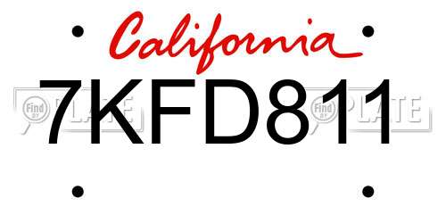 7KFD811 California License Plate