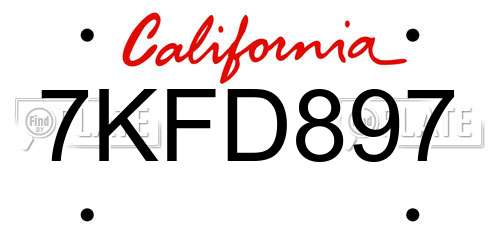 7KFD897 California License Plate