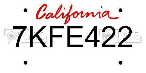 7KFE422 California License Plate