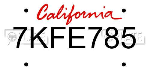 7KFE785 California License Plate