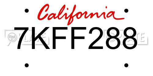 7KFF288 California License Plate