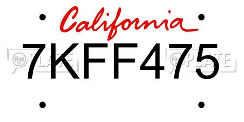 7KFF475 California License Plate