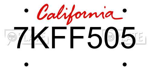 7KFF505 California License Plate