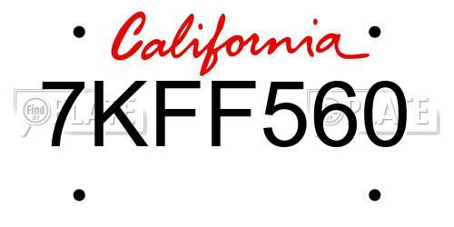 7KFF560 California License Plate