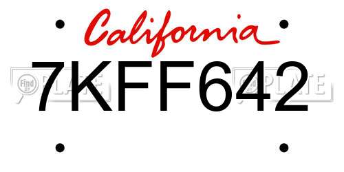 7KFF642 California License Plate