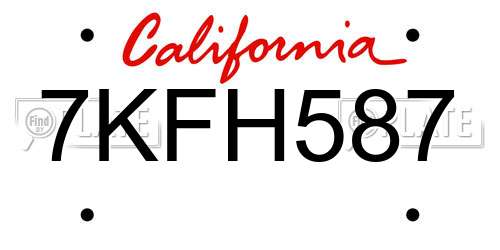 7KFH587 California License Plate
