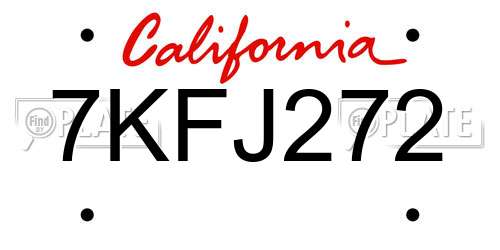 7KFJ272 California License Plate