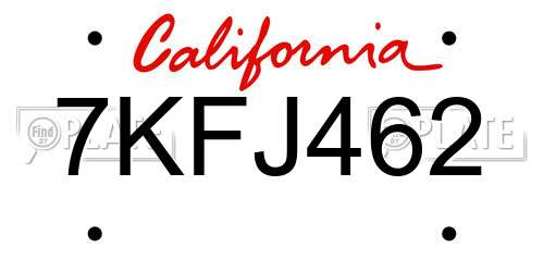 7KFJ462 California License Plate