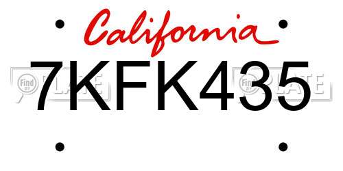 7KFK435 California License Plate