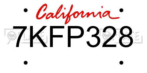 7KFP328 California License Plate