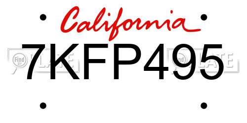 7KFP495 California License Plate