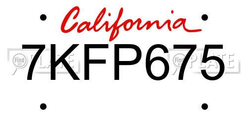 7KFP675 California License Plate