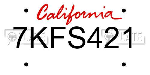 7KFS421 California License Plate