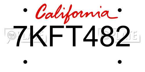 7KFT482 California License Plate