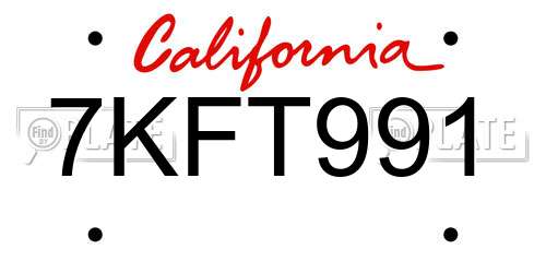 7KFT991 California License Plate