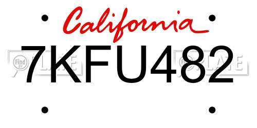 7KFU482 California License Plate