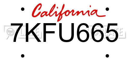 7KFU665 California License Plate