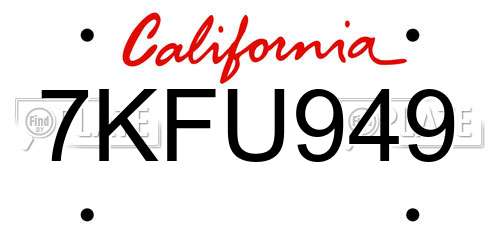 7KFU949 California License Plate