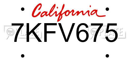 7KFV675 California License Plate