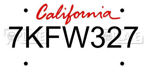 7KFW327 California License Plate