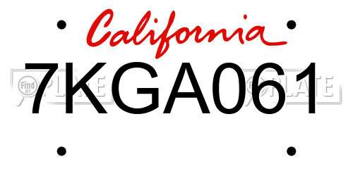 7KGA061 California License Plate