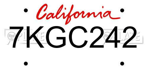 7KGC242 California License Plate