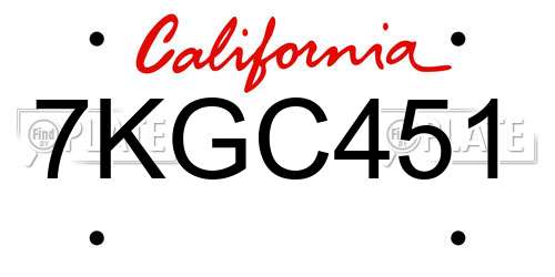 7KGC451 California License Plate