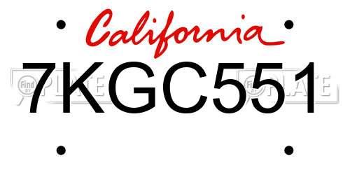 7KGC551 California License Plate
