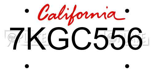 7KGC556 California License Plate