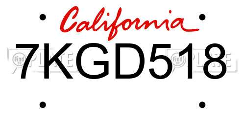 7KGD518 California License Plate