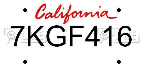7KGF416 California License Plate