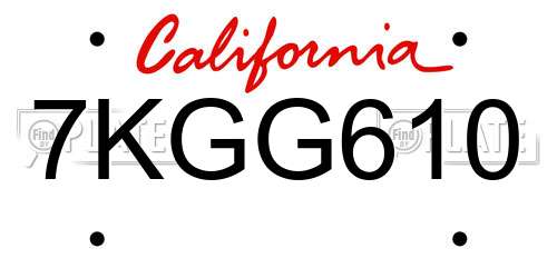 7KGG610 California License Plate