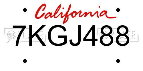 7KGJ488 California License Plate
