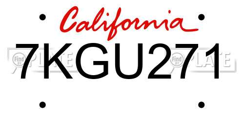 7KGU271 California License Plate